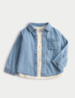 Denim Shirt with Printed T-Shirt (0-6 Yrs)