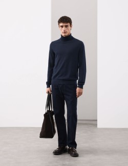 Pure Extra Fine Merino Wool Roll Neck Jumper