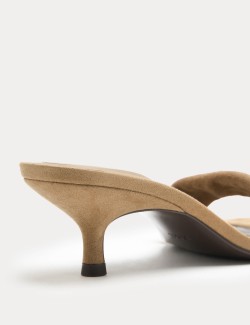 Suede Kitten Heel Open Toe Mules