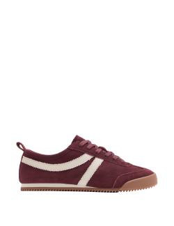 Šněrovací semišové tenisky s postranním zdobením