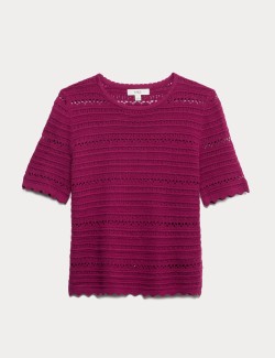 Cotton Rich Open Stitch Knitted Top