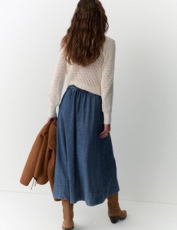Cotton Rich Midi Skirt
