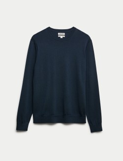 Extra Fine Merino Wool Crew Neck Jumper with Silk