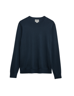 Extra Fine Merino Wool Crew Neck Jumper with Silk