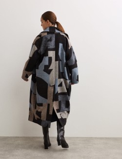 Wool Blend Cocoon Jacquard Coat