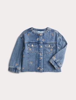 Floral Embroidered Denim Shacket (2-10 Years)