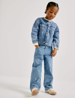 Floral Embroidered Denim Shacket (2-10 Years)