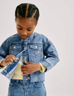 Floral Embroidered Denim Shacket (2-10 Years)