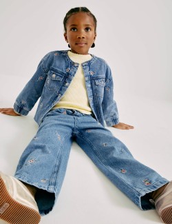 Floral Embroidered Denim Shacket (2-10 Years)