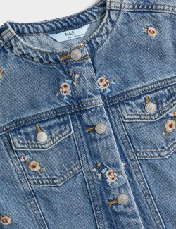 Floral Embroidered Denim Shacket (2-10 Years)