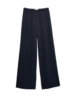 Krepové kalhoty se širokými nohavicemi a elastickým pasem