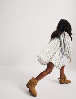 Pruhované šaty s květinovým motivem z čisté bavlny (1–8 let)