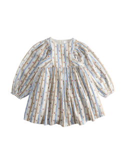 Pruhované šaty s květinovým motivem z čisté bavlny (1–8 let)