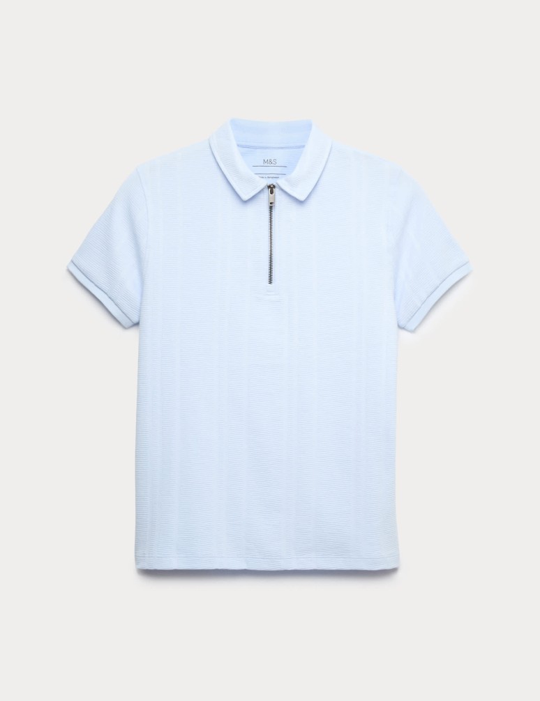 Pure Cotton Quarter Zip Polo Top (6-16 Yrs)