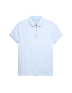 Pure Cotton Quarter Zip Polo Top (6-16 Yrs)