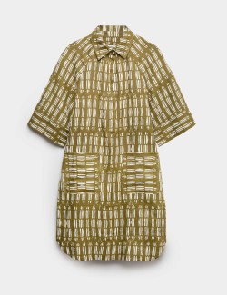 Pure Linen Dash Print Shift Dress