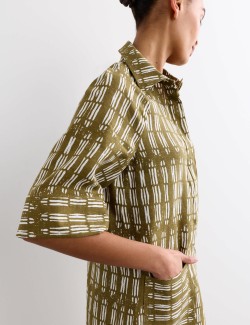 Pure Linen Dash Print Shift Dress