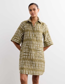 Pure Linen Dash Print Shift Dress
