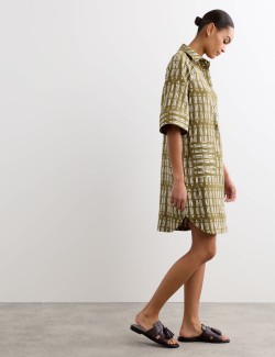 Pure Linen Dash Print Shift Dress