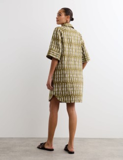 Pure Linen Dash Print Shift Dress