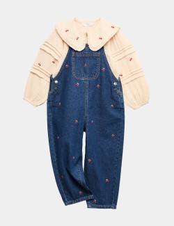 Outfit s laclem s výšivkou srdce a s vysokým podílem bavlny (2–10 let)