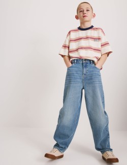 Pure Cotton Barrel Leg Jeans (6-16 Yrs)