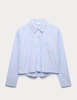 Pure Cotton Striped Cropped Pyjama Top