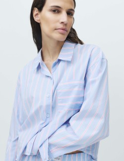 Pure Cotton Striped Cropped Pyjama Top