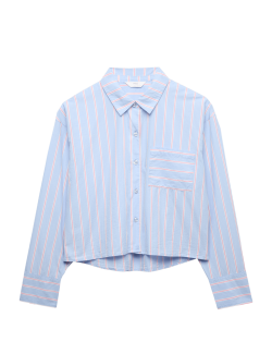 Pure Cotton Striped Cropped Pyjama Top