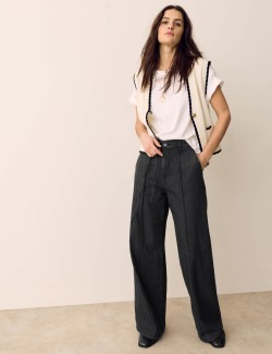 Džíny s širokými nohavicemi a sámky