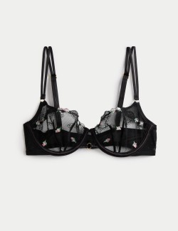 Leah Embroidery Wired Demi Cup Bra (A-E)