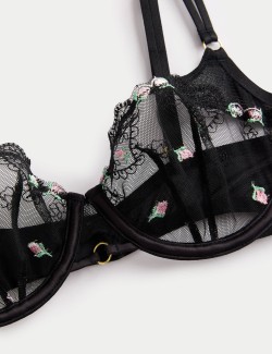 Leah Embroidery Wired Demi Cup Bra (A-E)