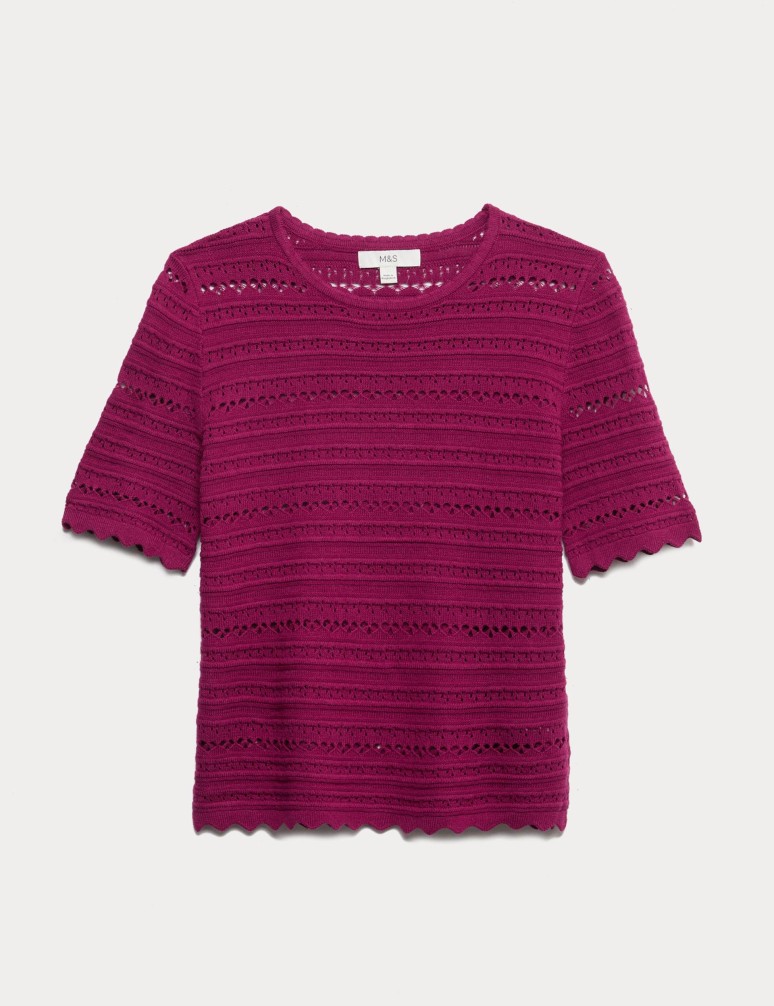 Cotton Rich Open Stitch Knitted Top