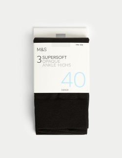 3pk 40 Denier Supersoft Opaque Ankle Highs