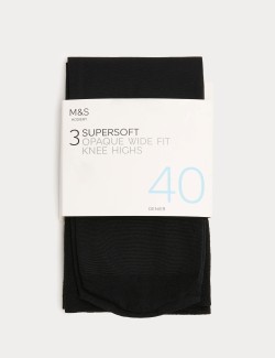 Sada 3 párů neprůhledných podkolenek