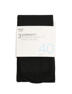 Sada 3 párů neprůhledných podkolenek