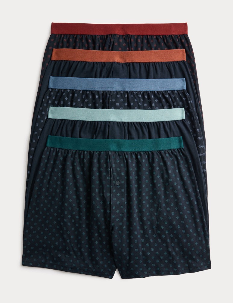 Boxerky s geometrickým vzorem ze 100% bavlny s technologií Cool & Fresh™, 5 ks