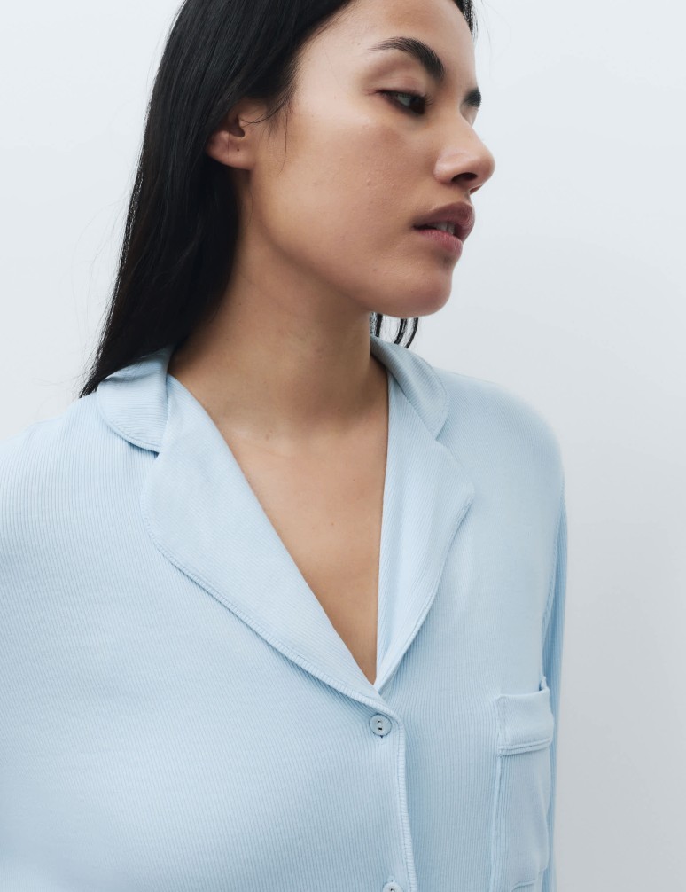 Pyžamová souprava s žebrováním