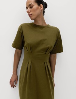 Pure Cotton Waisted Midi T-Shirt Dress