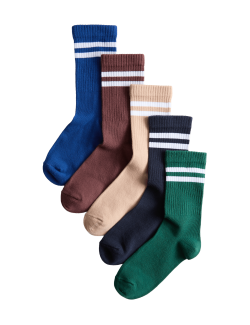 Pruhované vroubkované ponožky, sada 5 párů (6 malé – 7 velké)