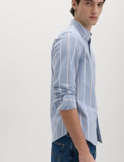 Pruhovaná košile Oxford s vysokým podílem bavlny