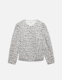 Propínací halenka z čisté bavlny s potiskem