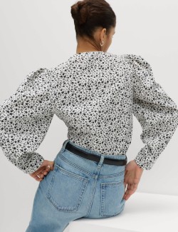 Propínací halenka z čisté bavlny s potiskem