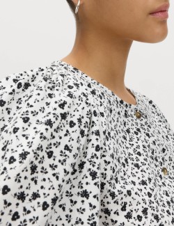 Propínací halenka z čisté bavlny s potiskem