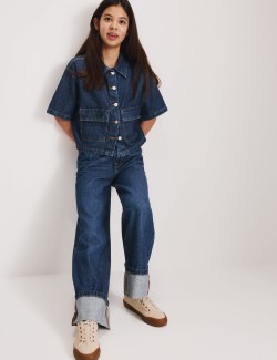 Denim Wide Leg Turn Up Jeans (6-16 Yrs)