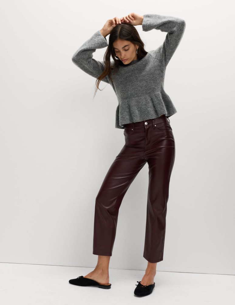 Crew Neck Peplum Jumper with Wool
