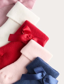 5 Pack Cotton Rich Bow Baby Socks (0-3 Years)