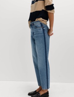 Mid Rise Dart Detail Barrel Jeans