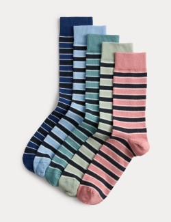 5 Pack Cool & Fresh™ Striped Cotton Rich Socks
