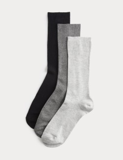 3 Pack Supersoft Ribbed Crew Socks